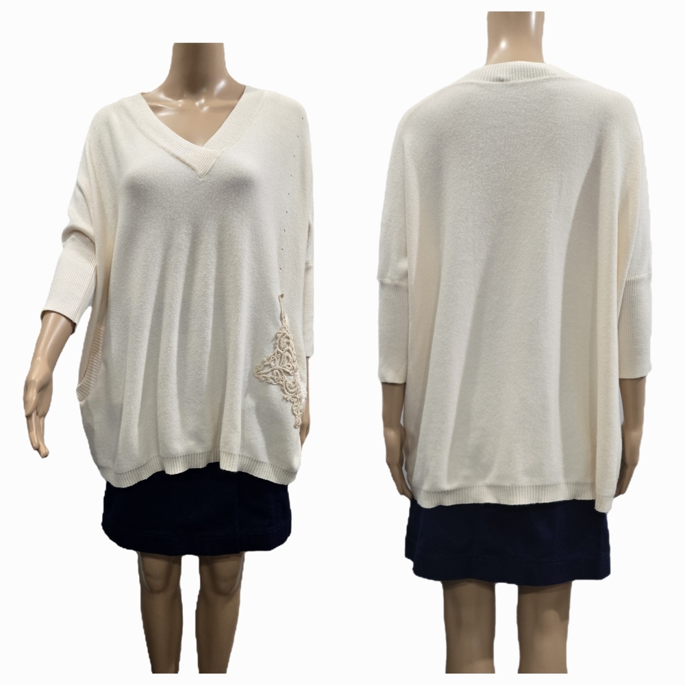 Elisa Cavaletti Art Piece Oversized V-Neck Sweater - Made in Italy Size S/M - Picture 6 of 10